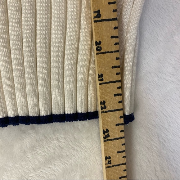 NWT Tahari White Ribbed Knit Top Coastal Nautical Size Small - Picture 7 of 7